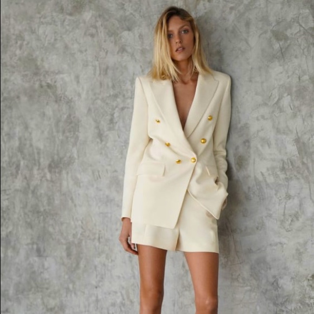 Zara white blazer with gold buttons!